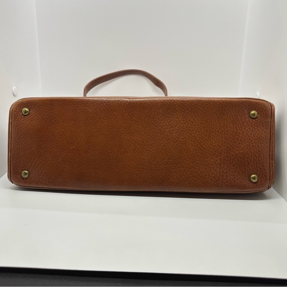 Vintage Classic Structured Top Handle Leather Handbag – Cognac Brown – OS - Picture 11 of 16